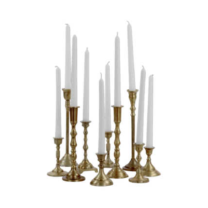 Vintage Gold Mixed Candlestick Holders (Set of 10)