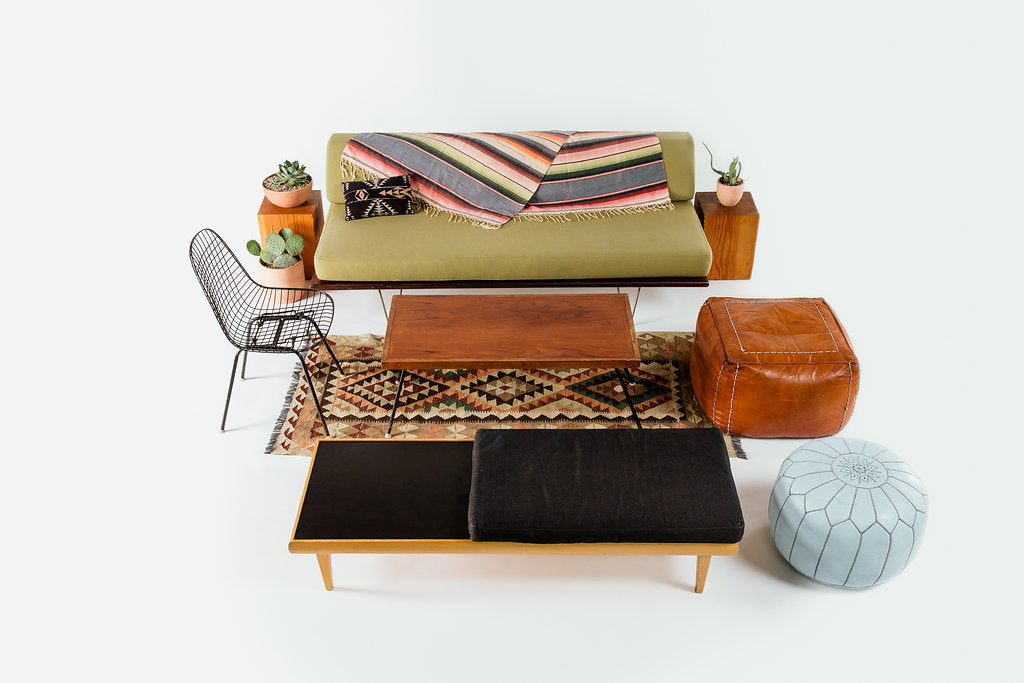 Light Blue Moroccan Pouf