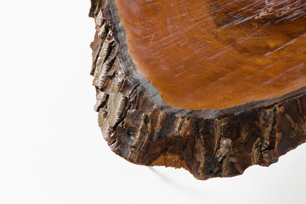 Dark Wood Live Edge Heart Side Table