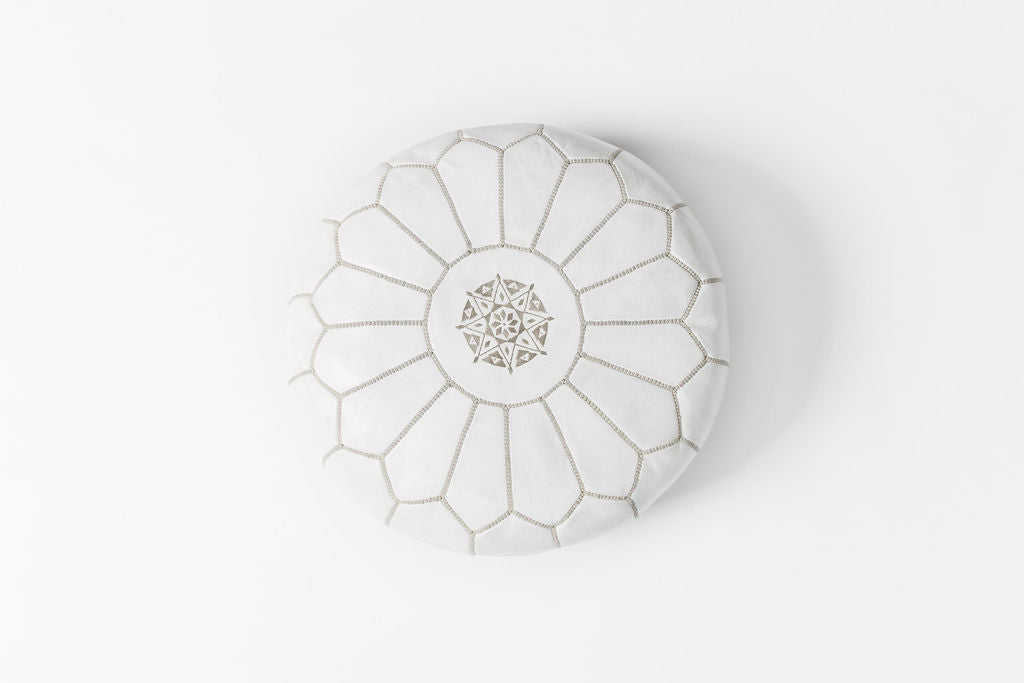White Moroccan Pouf