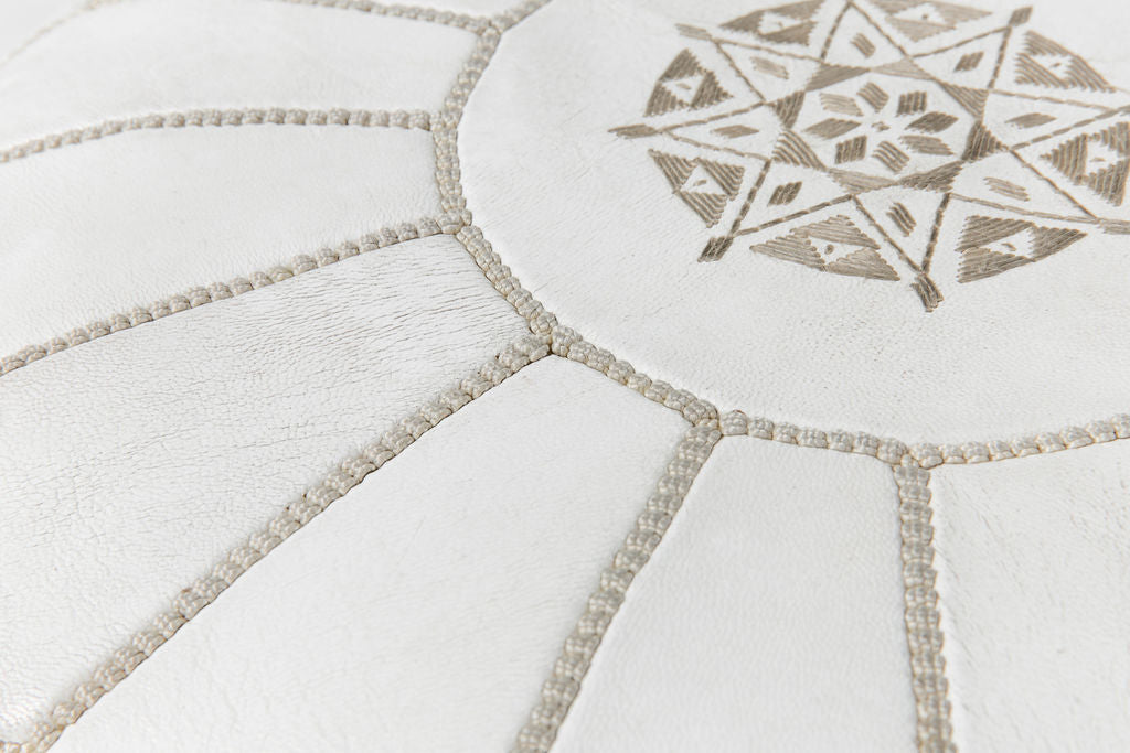 White Moroccan Pouf