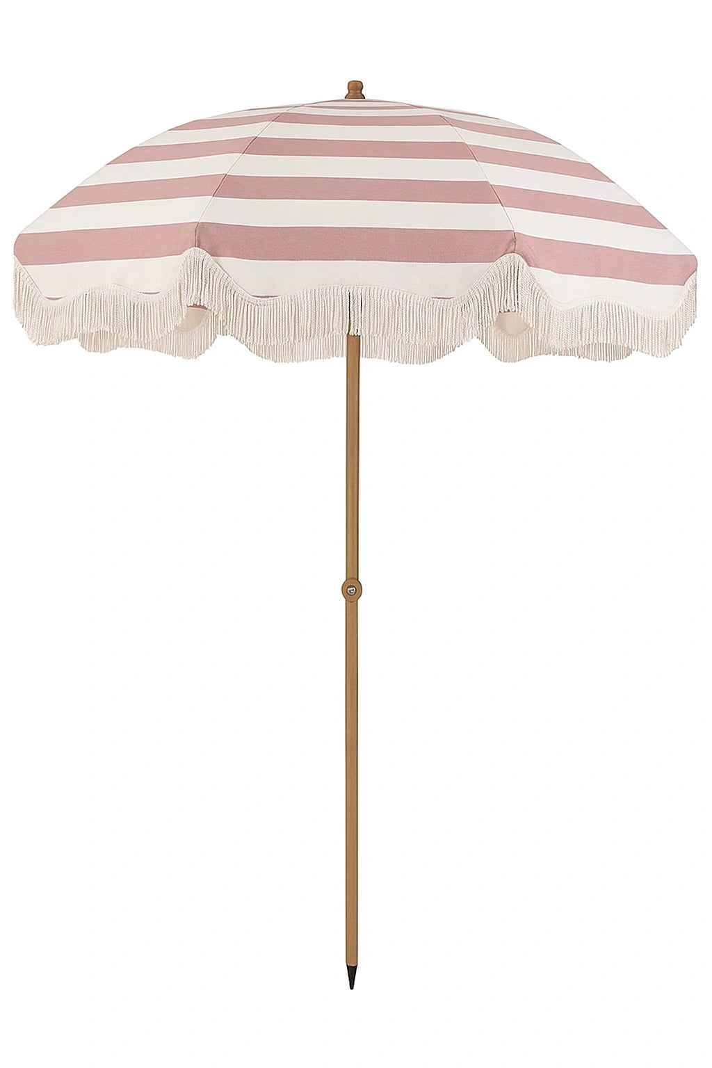 7 Ft Boho Umbrella with Pink Stripes
