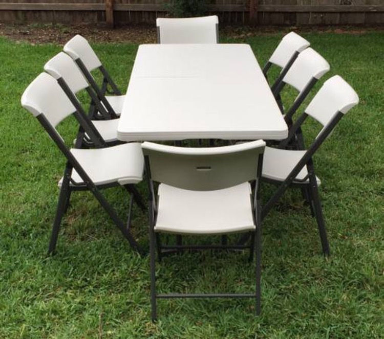 6 Ft Rectangular Table Set: 1 Table / 8 Chairs