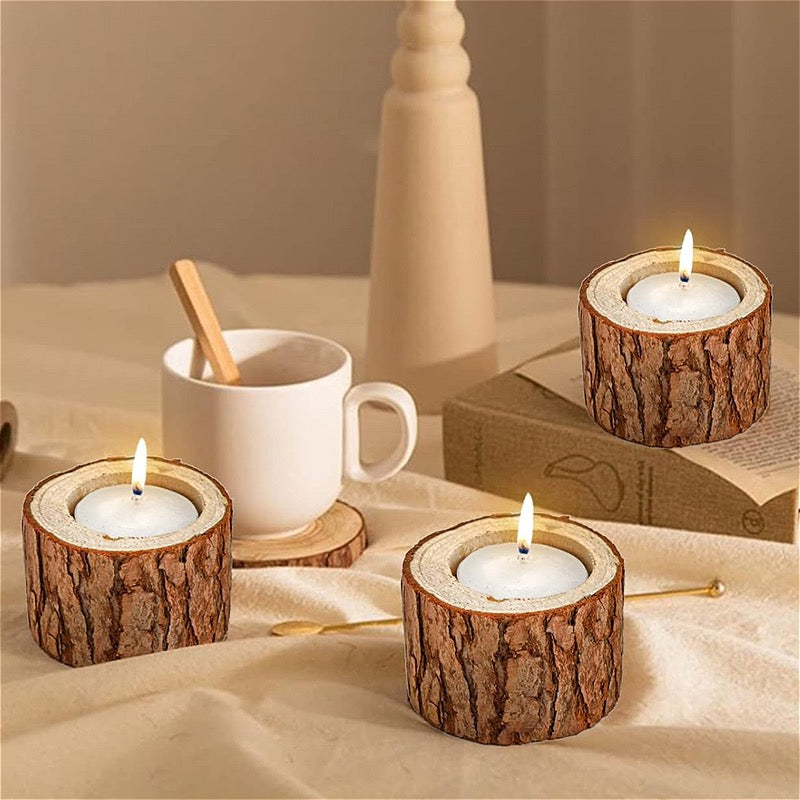 Wooden Tealight Candle Holder - Large