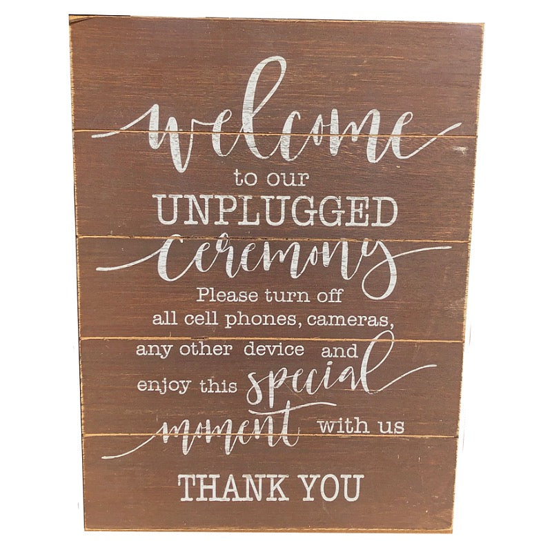 Wood Unplugged Ceremony Sign - Small