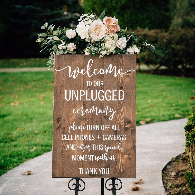 Wood Unplugged Ceremony Sign Large
