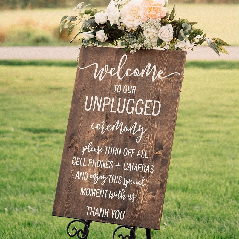 Wood Unplugged Ceremony Sign Large
