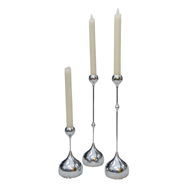 Sleek Silver Taper Candle Holders