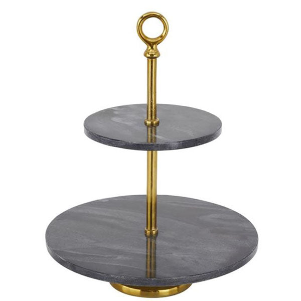Gold Black Marble 2 Tier Cake Stand