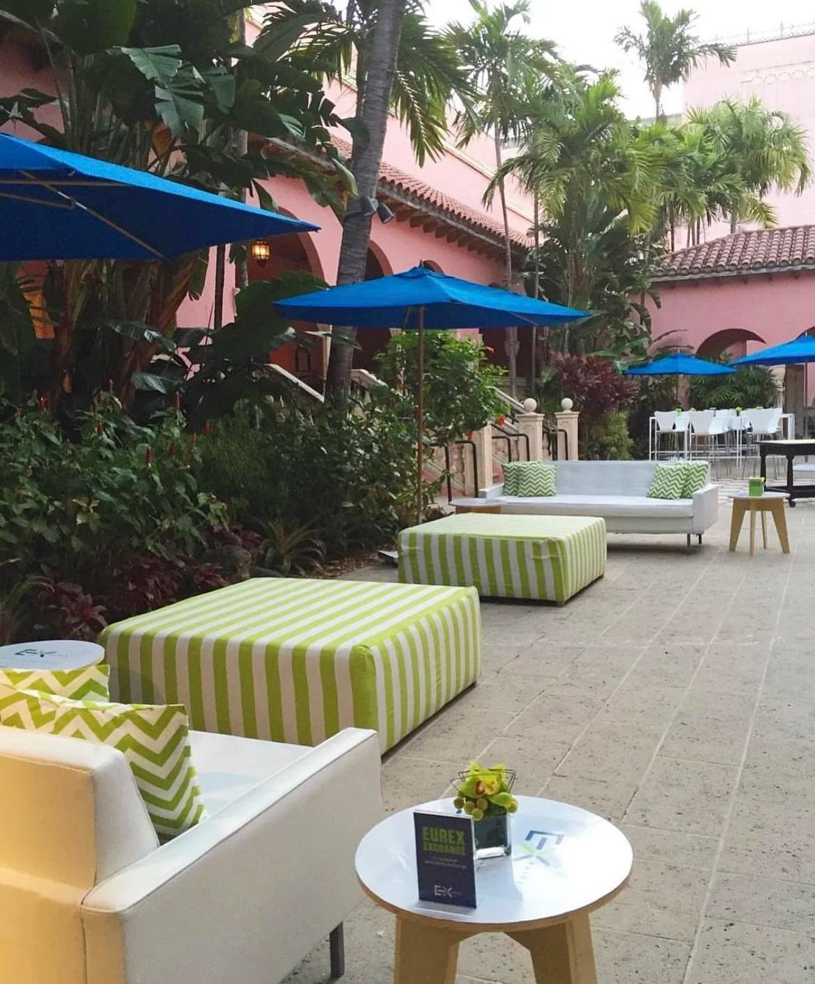 Big Square Ottoman - Green Stripes