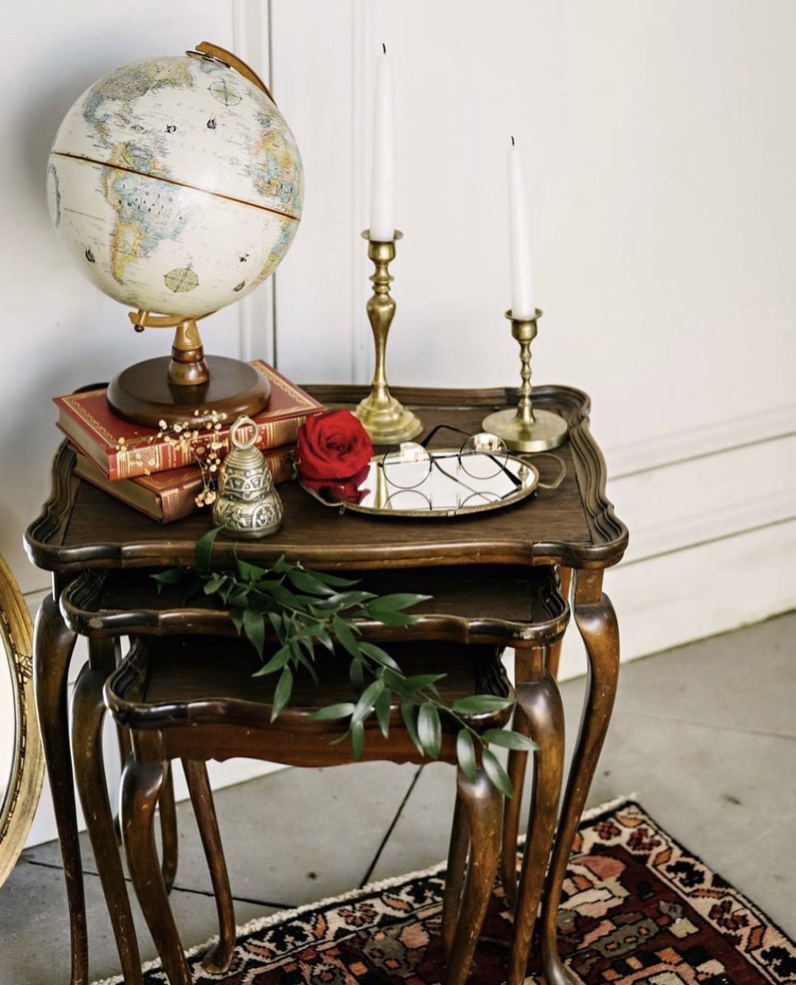 Dark Wood Nesting Side Tables