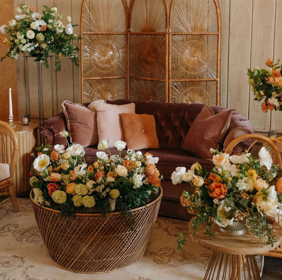 Rattan + Glass Round Coffee Table