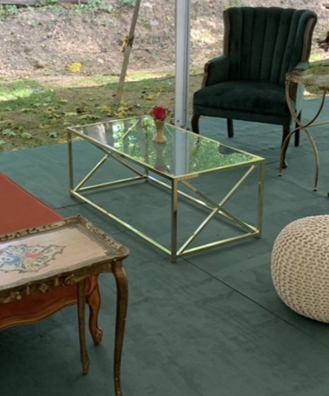 Rectangular Gold + Glass Coffee Table