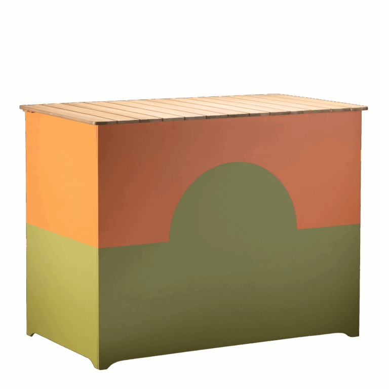 Wood Slat Bar - Orange / Green