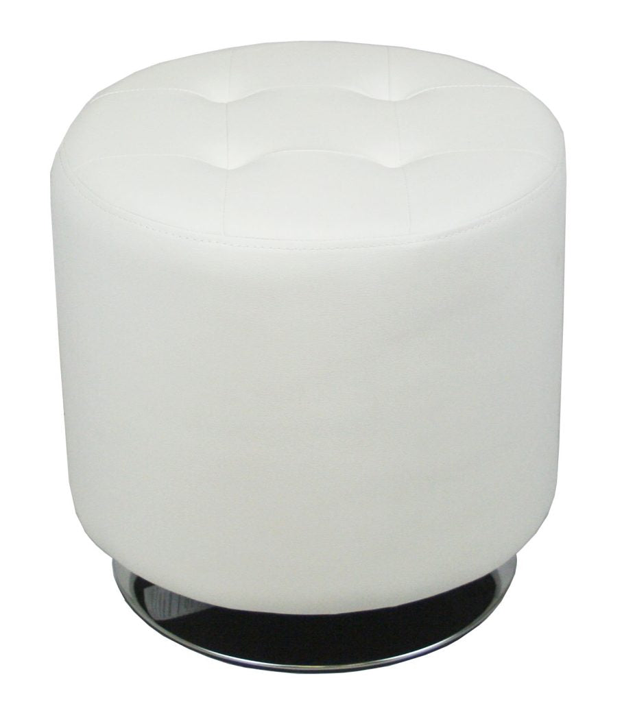 Round Swivel Ottoman - White