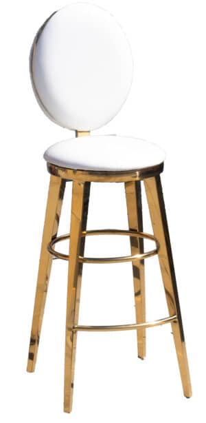 Gold Oracle Barstool White Vinyl Full