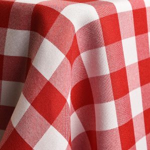 Polyester Red & White Check Linen