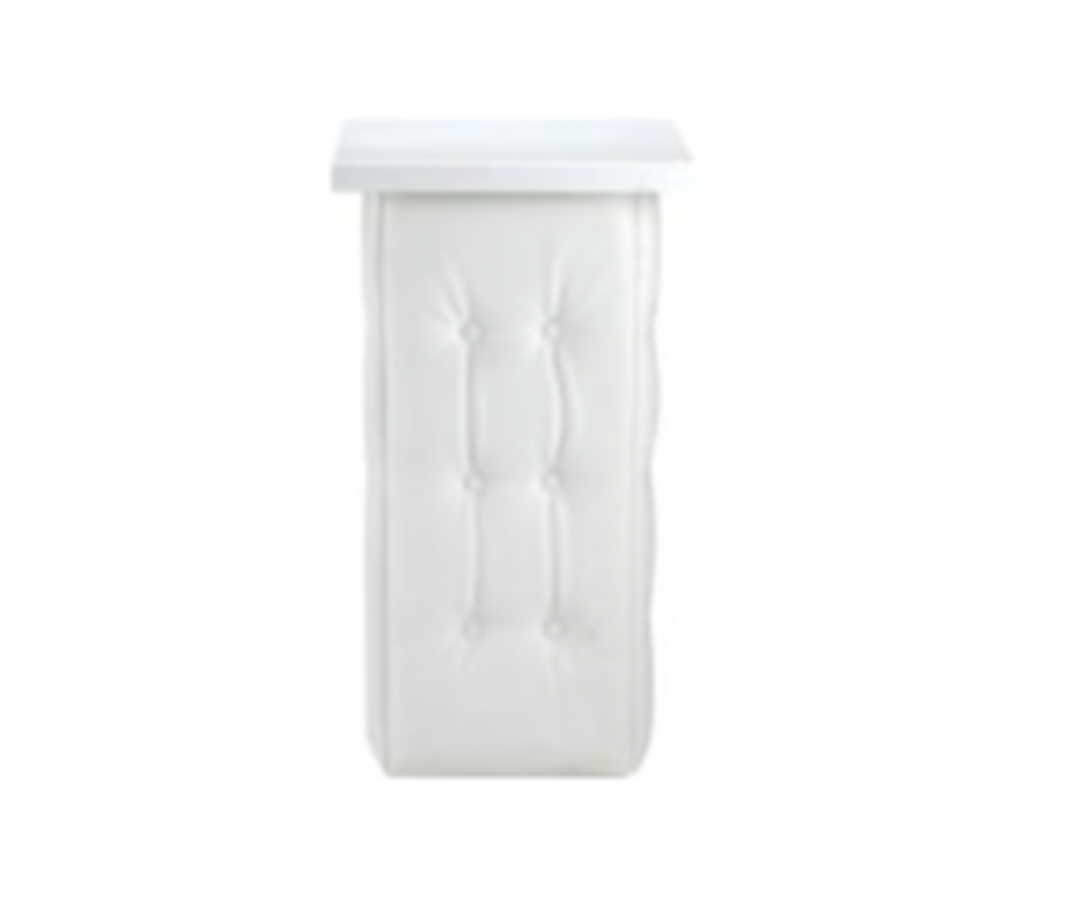 Button Tufted Cocktail Table – White Leather