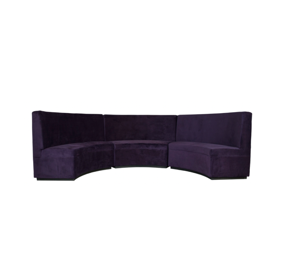 Curved 10′ Booth – Aubergine Velvet