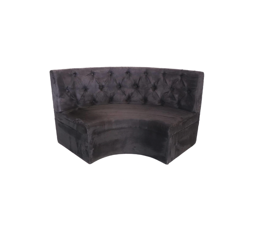 Onyx Curved 5′ Tufted Booth – Black Suede