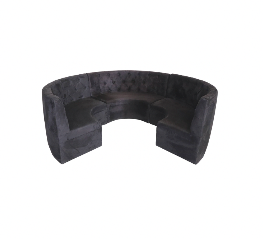 Onyx Curved 15′ Tufted Booth – Black Suede