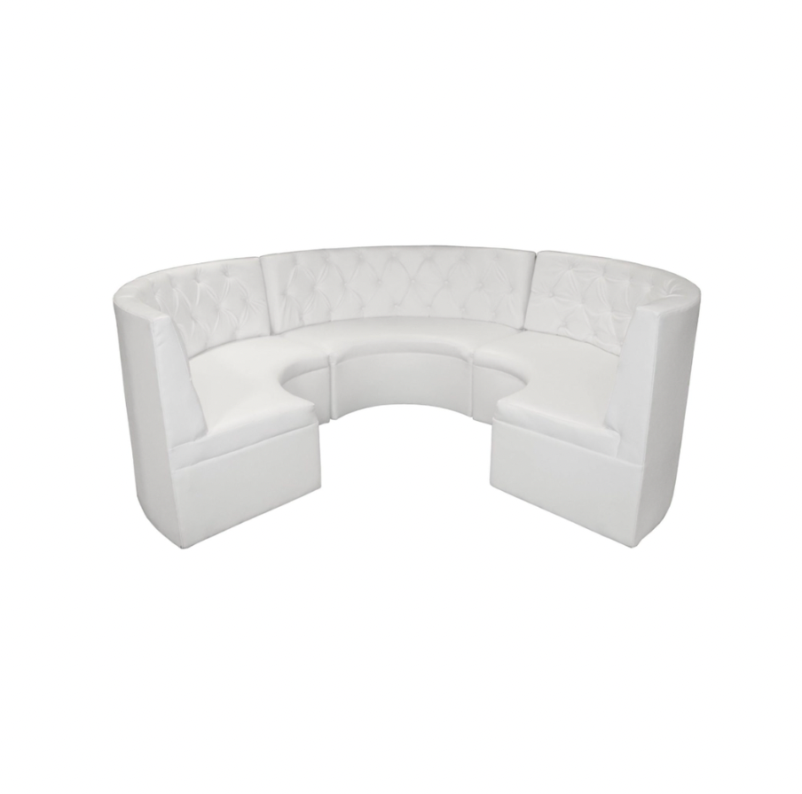 Curved 15′ Tufted Booth – White Leather