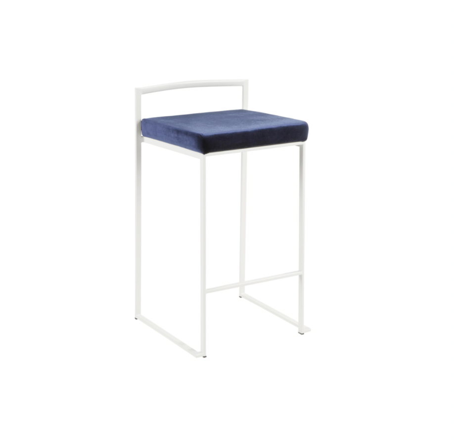 Ashton Bar Stool Blue Suede (Silver)