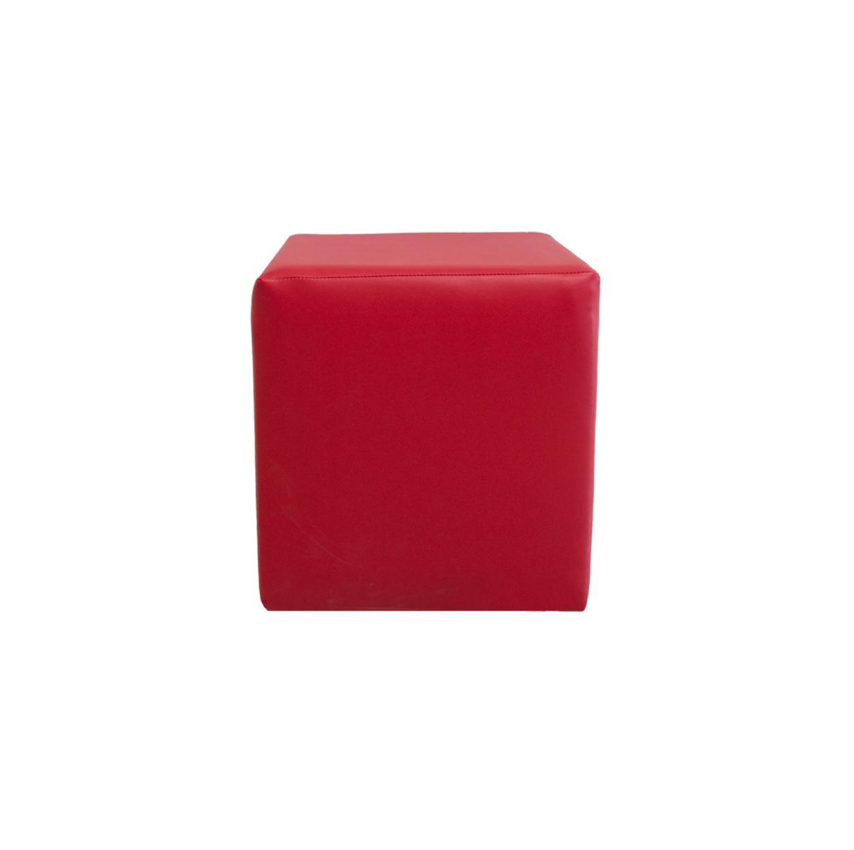 Upholstered Square Ottoman – Red Leather