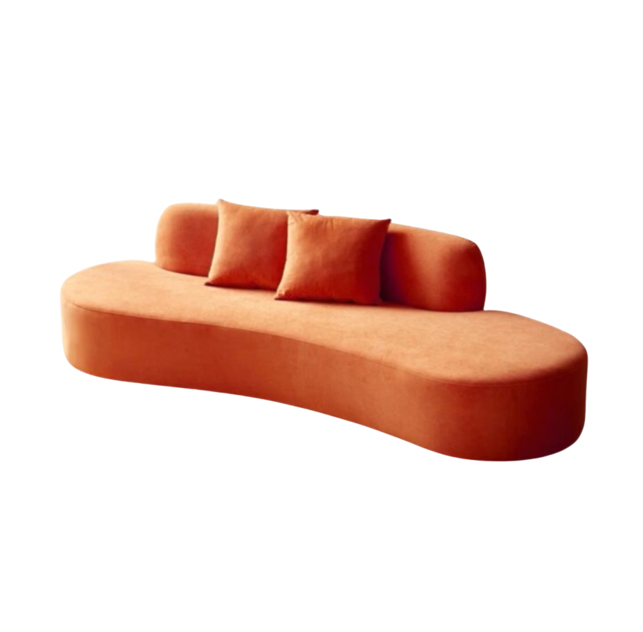Anika Orange Velvet Curved Sofa