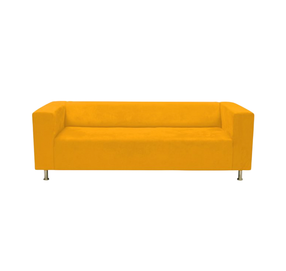 Damian Sofa With Canary Yellow Suede Slipcover