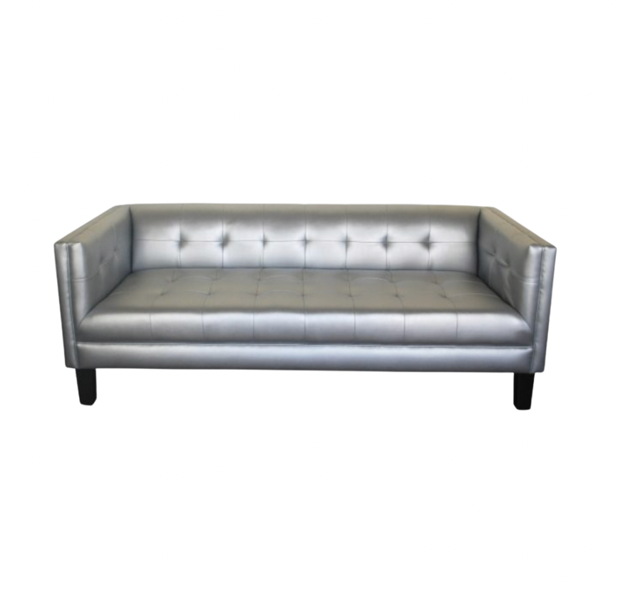 Rox Sofa – Metallic Silver Leather