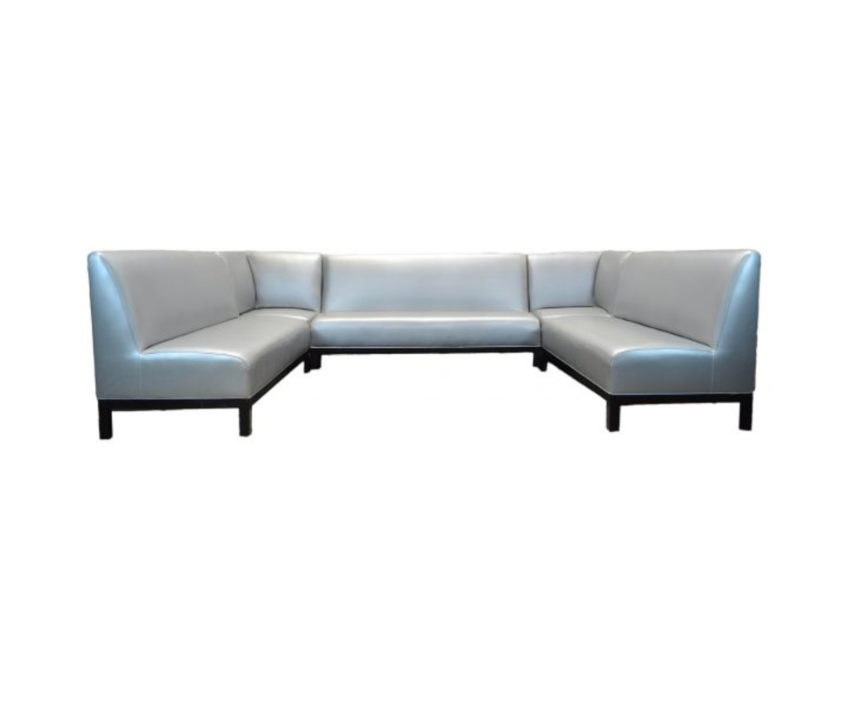 Jax ‘U’ Shape Sectional – Metallic Silver Leather