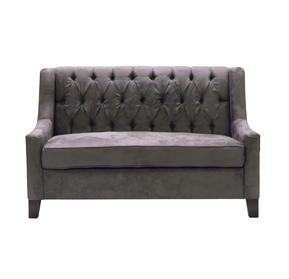 Diamond Tufted Loveseat – Charcoal Suede