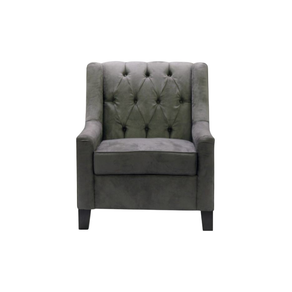 Diamond Tufted Chair – Charcoal Suede