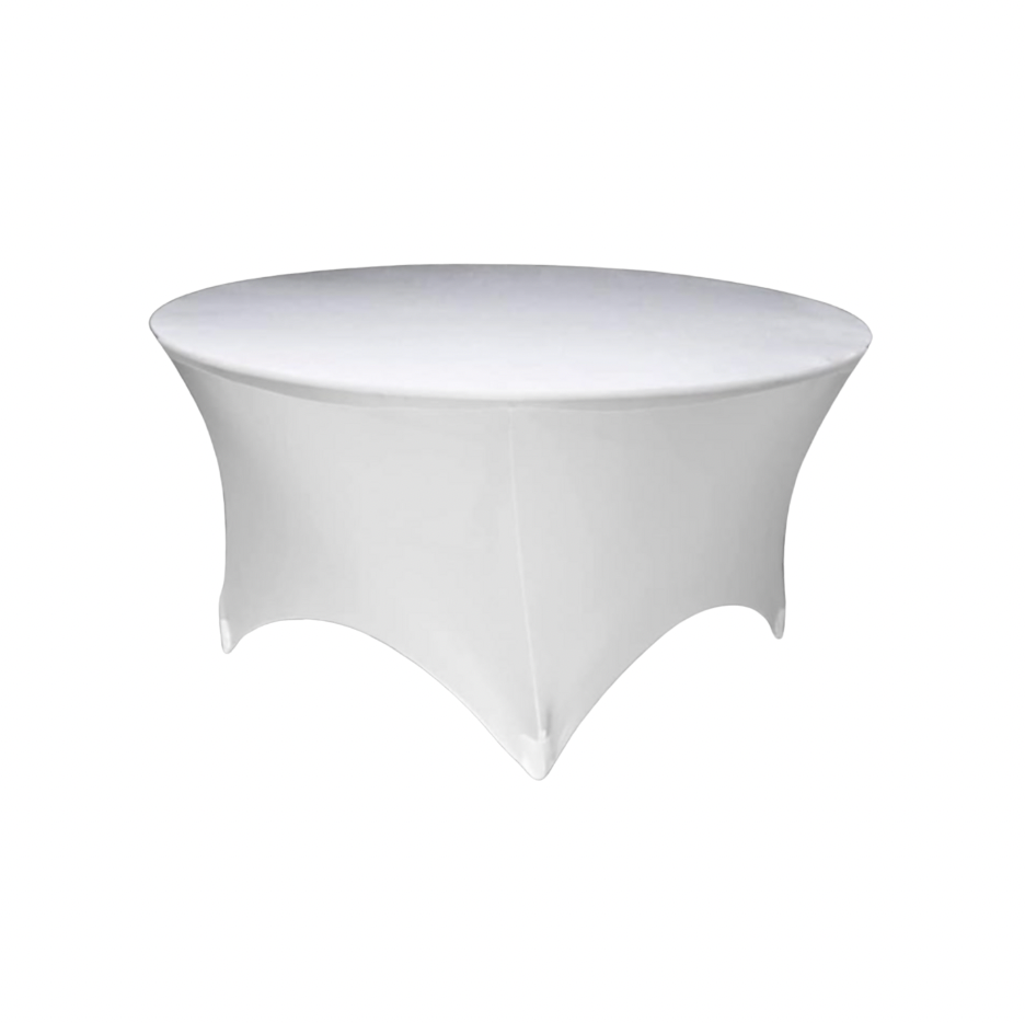 White Spandex Linen for 5 Ft. Round Folding Table