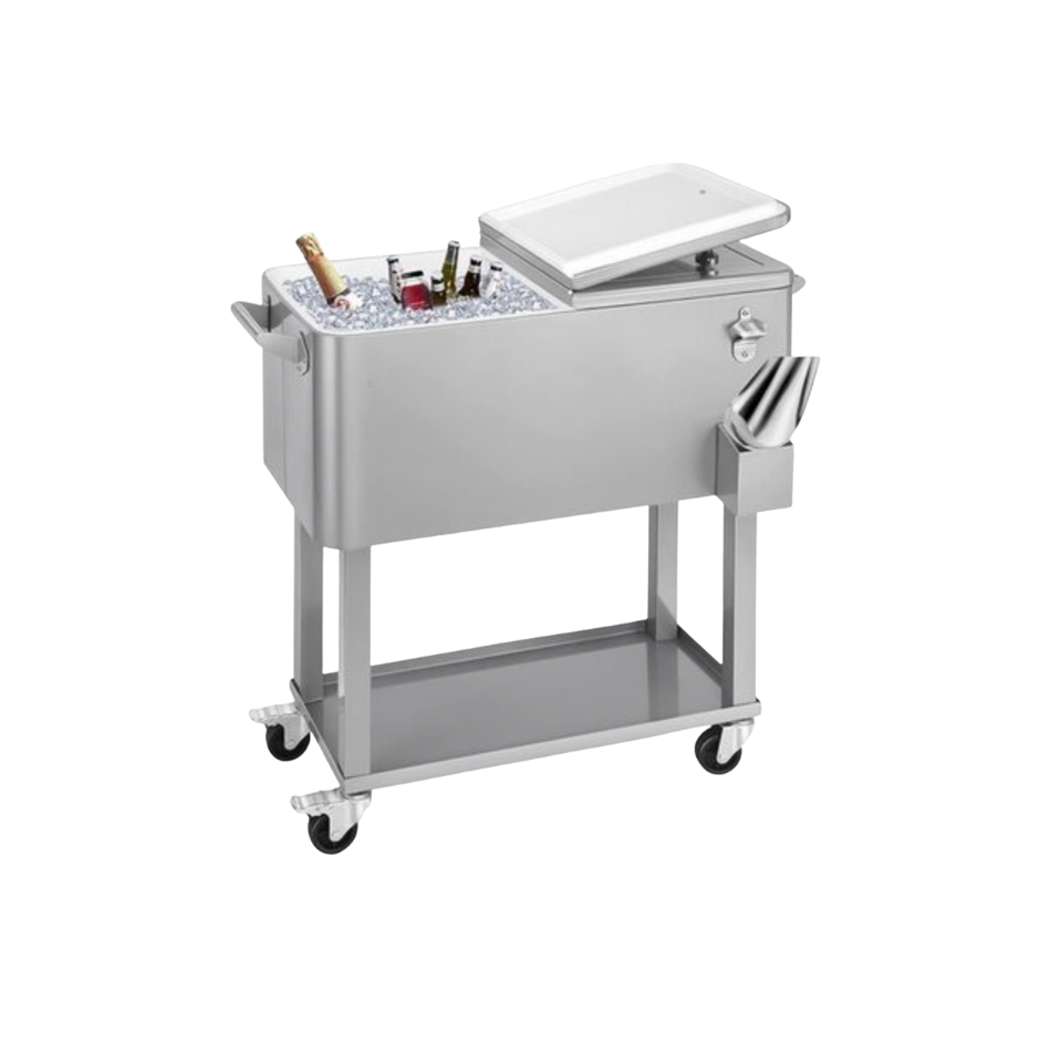 80 Quart Rolling Ice Chest Cooler Cart