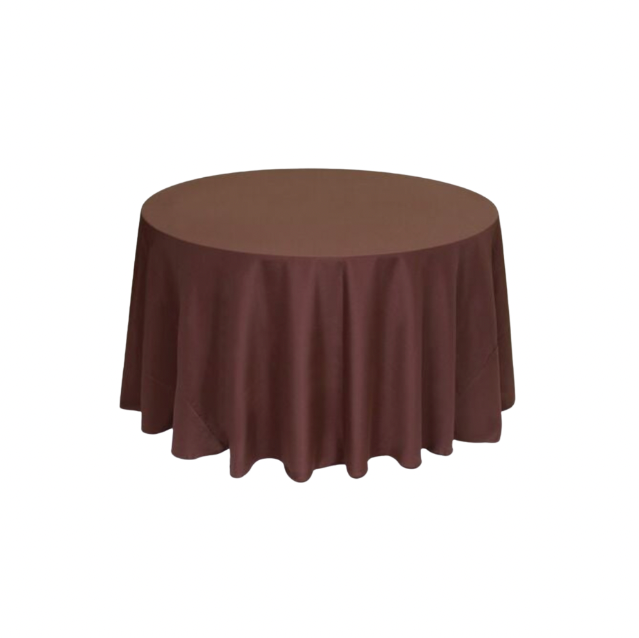 Chocolate Polyester 96" Round Tablecloth Linen