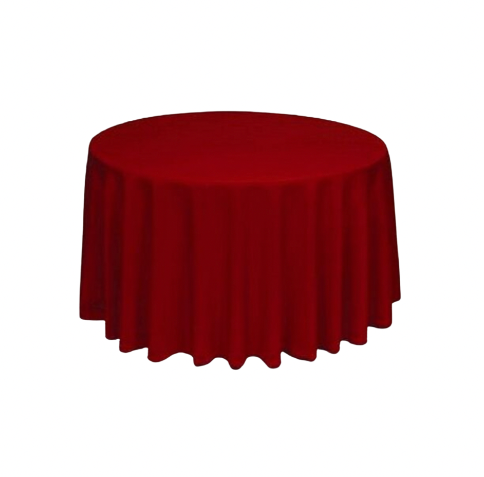 Red Polyester 96" Round Tablecloth Linen
