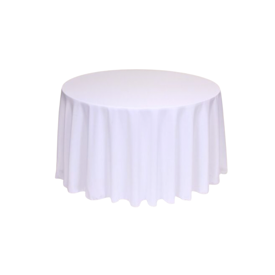 White Polyester 60" x 120" Rectangle Tablecloth Linen