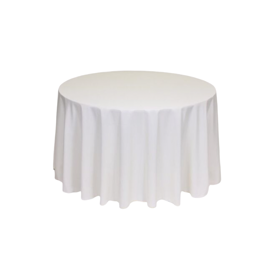 Ivory Polyester 120" Round Tablecloth Linen
