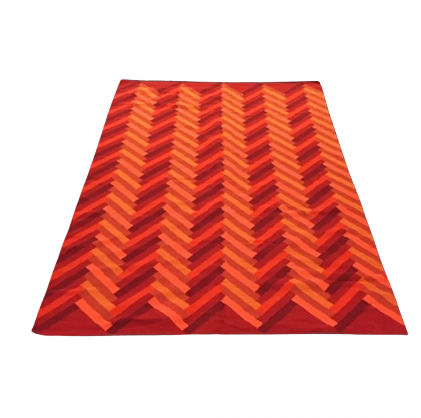 Lebowski Area Rugs - Red/Orange Chevron