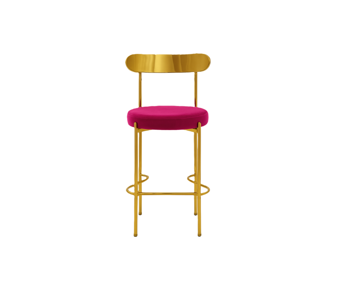 Ezra Gold Barstool - Magenta