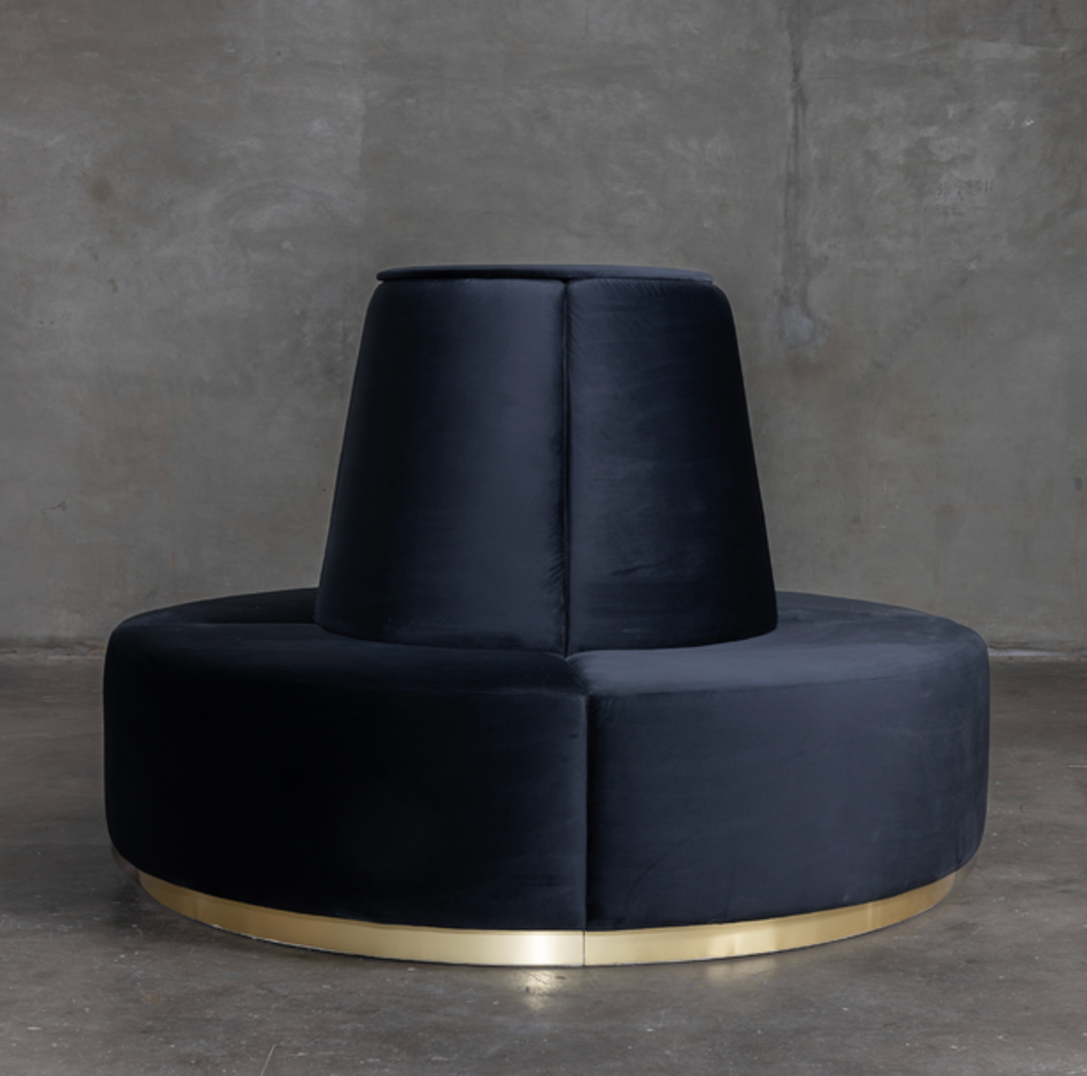 Velvet Round Banquette - Black