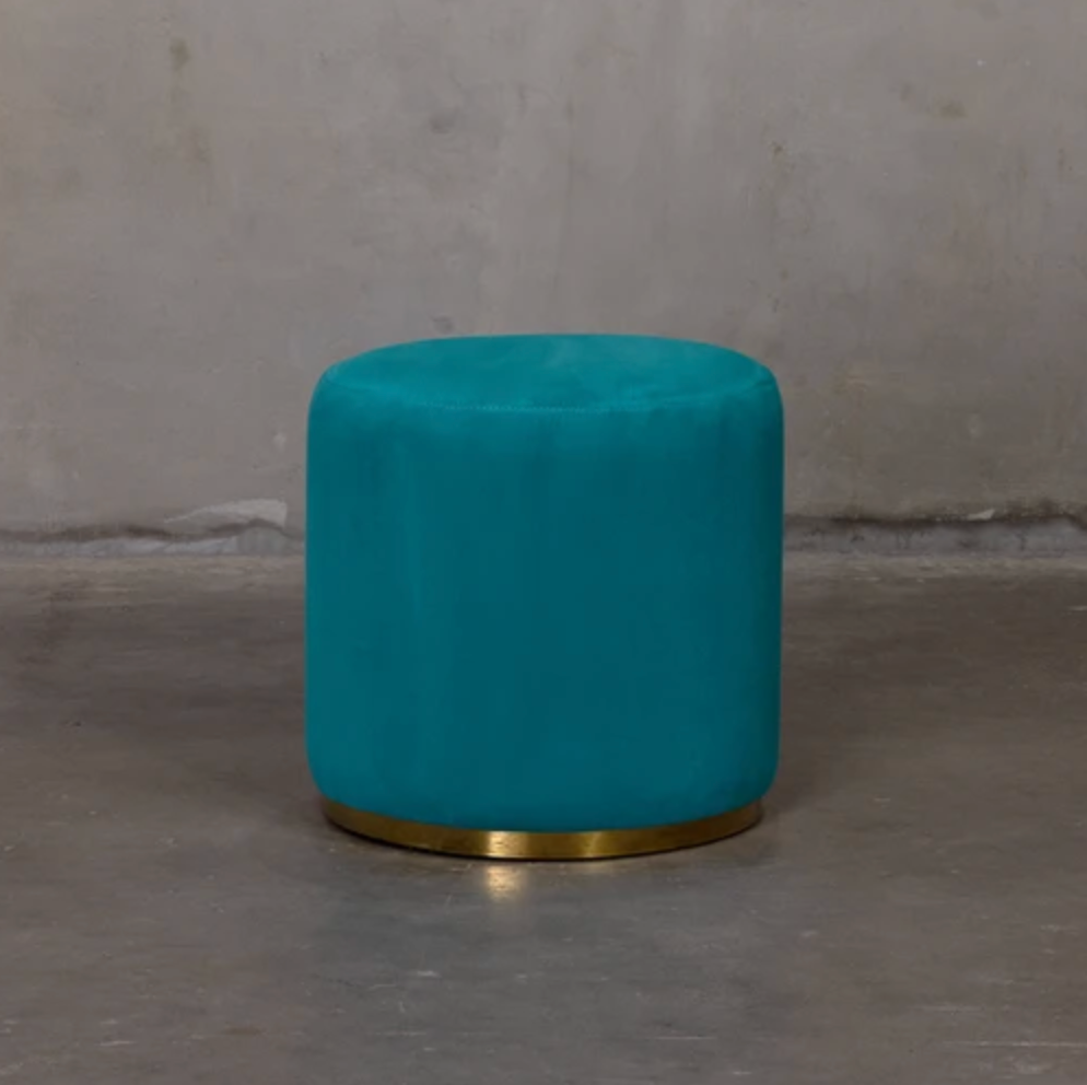 Small Round Ottoman - Teal
