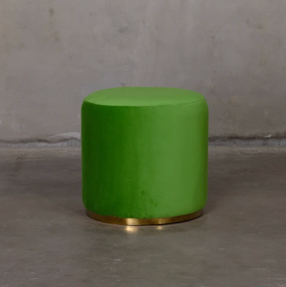 Small Round Ottoman - Green