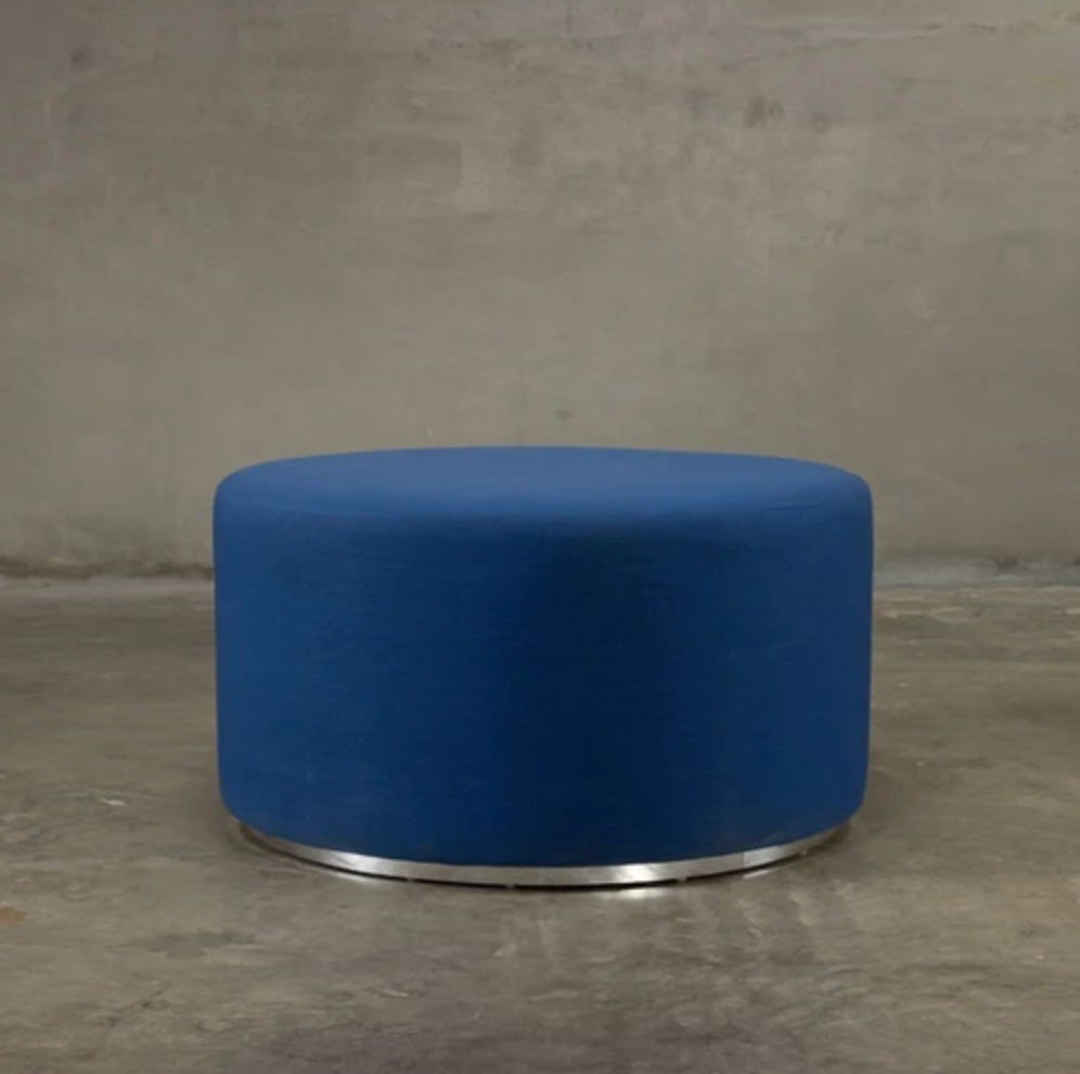 Large Round Ottoman - Blue