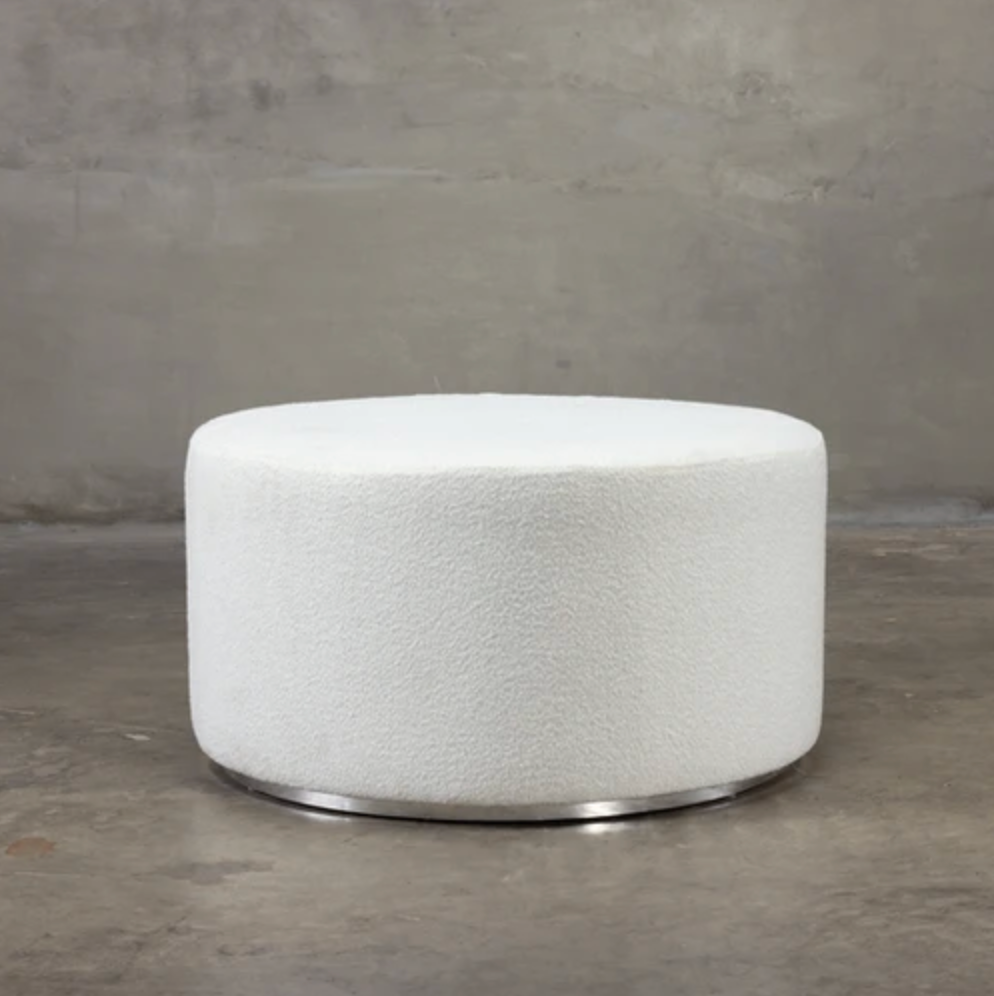 Large Round Ottoman - White