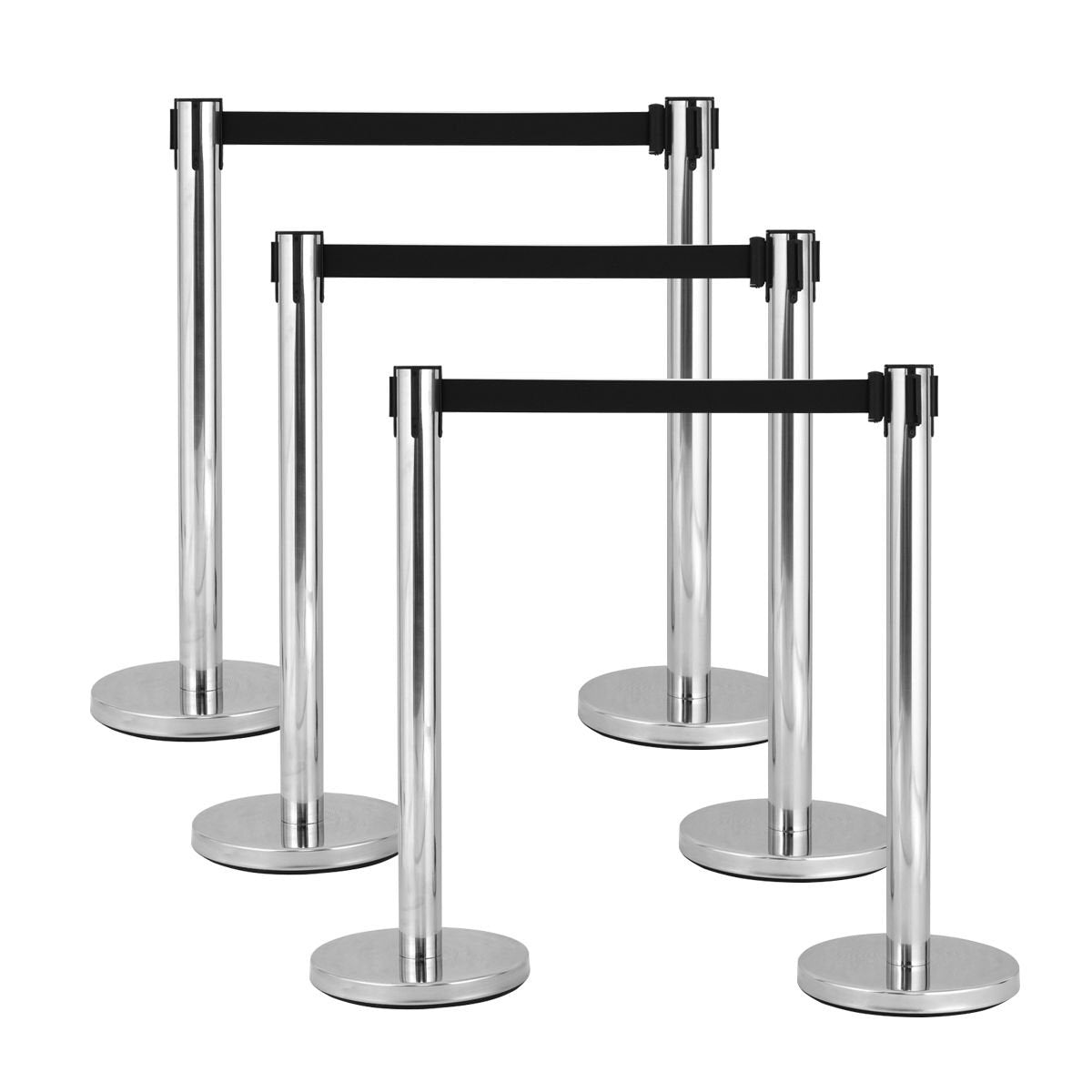 Stainless Steel Stanchion with 6 ft. Black Retractable Belt