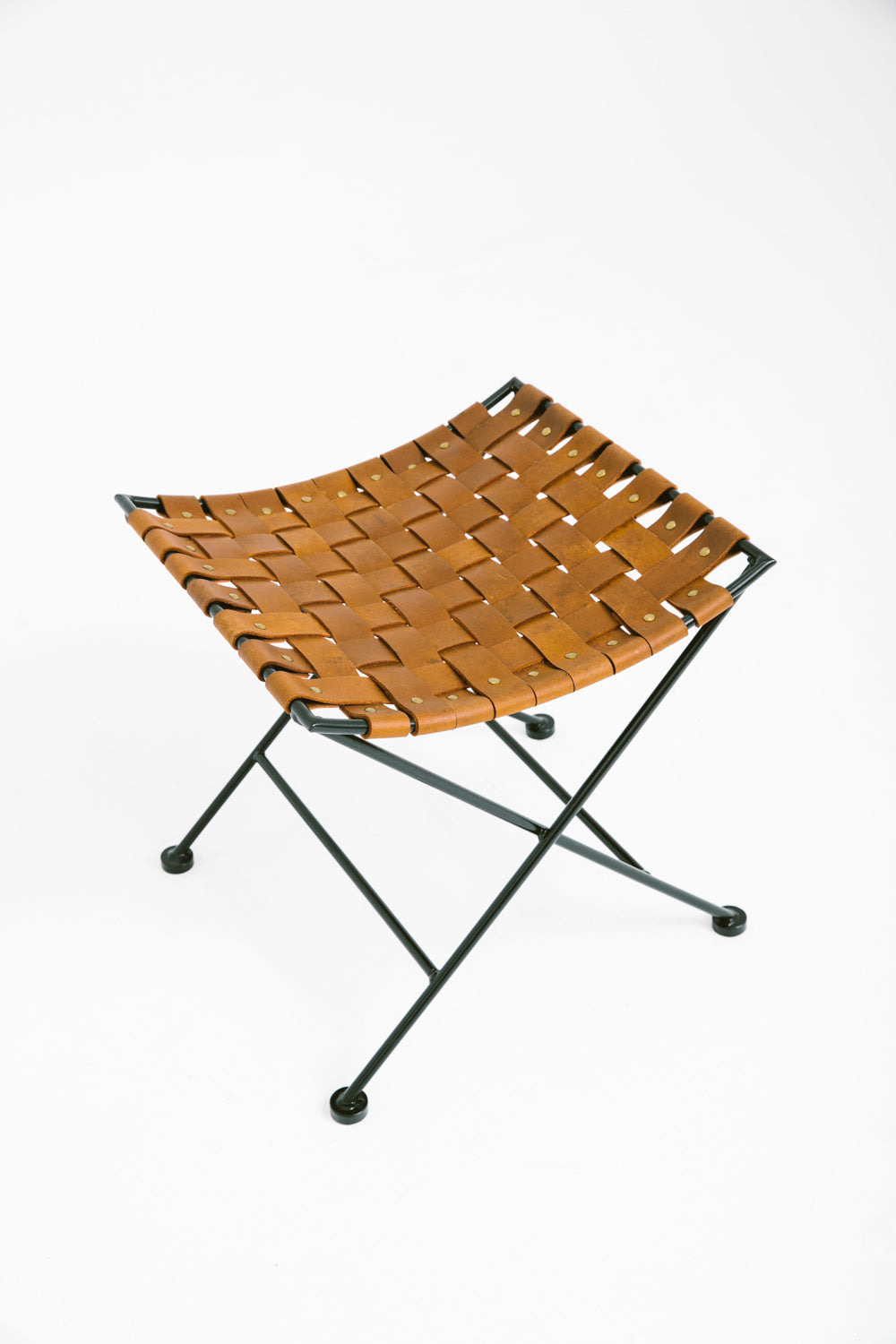 Black Woven Leather Stool