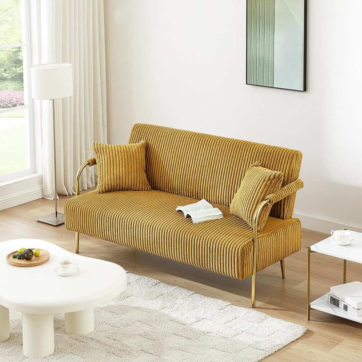 Butterscotch Ribbed Love Seat